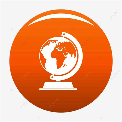 Globe Icon Orange Simple Vector Geographical Globe Circle Png And