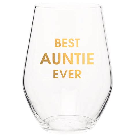 Best Auntie Ever Gold Foil Stemless Wine Glass Chez Gagné