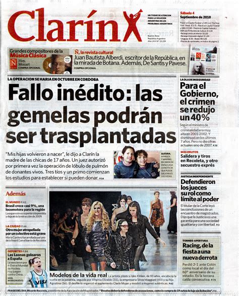 La versión digital del periódico clarin.com es el sexto periódico digital en español más consultado del mundo con 6 948 000 de usuarios únicos (septiembre 2020). Opiniones de diario clarin