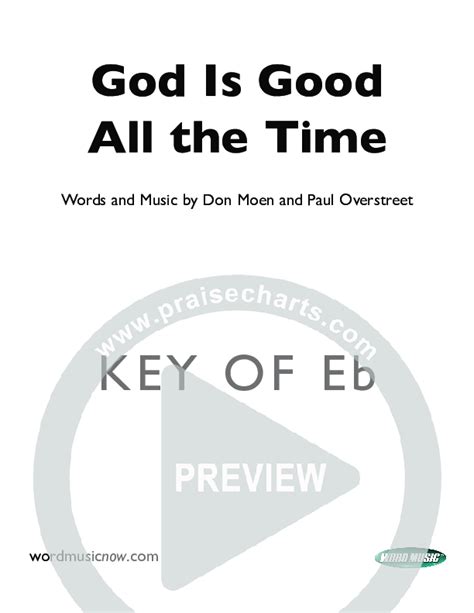 God Is Good All The Time Orchestration Don Moen Praisecharts