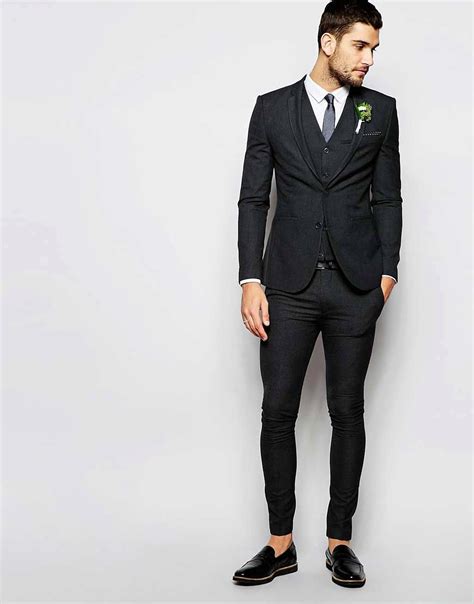 Asos Wedding Super Skinny Suit In Charcoal At Asos