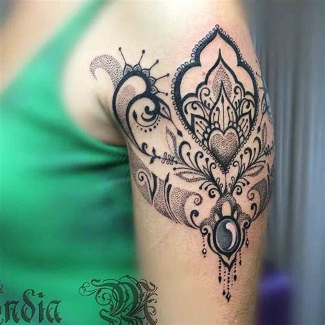 Dotwork Ornamental Tattoo On Shoulder Best Tattoo Ideas Gallery