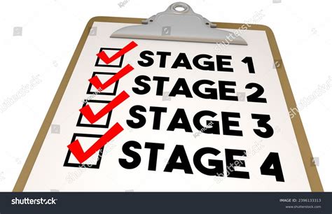 Four Stages Checklist Clipboard Assessment Evaluation Stock
