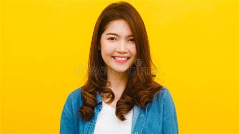 Smiling Adorable Asian Female With Positive Expression Smiles Broadly