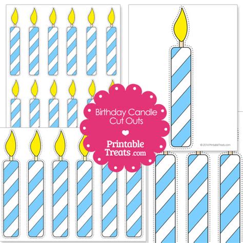 Blue And White Birthday Candle Cut Outs — Printable