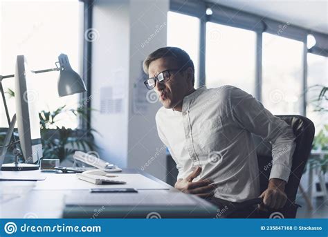 Businessman Having A Bad Stomach Ache Stock Photo Image Of Adult