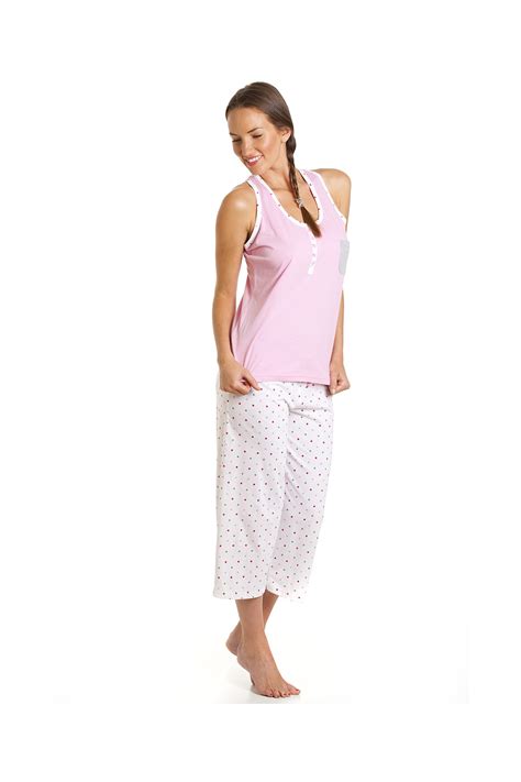 Pink And White Polka Dot Cropped Pyjama Set