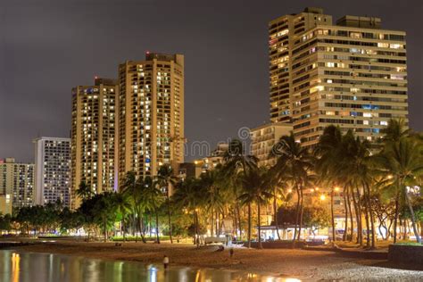 Honolulu Skyline With Waikiki Beach Hotels Building At Sunset Hawaii