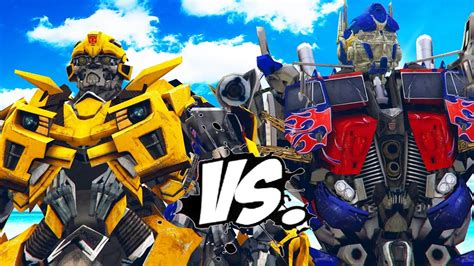 Bumblebee Vs Optimus Prime Transformers Battle Youtube