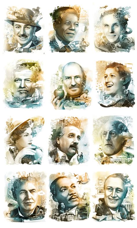 Illustrations Portraits Of Famous People For Calendar On Behance