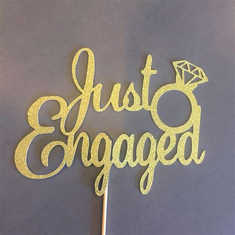 Just Engaged Cake Topper Gold Glitter Silver Glitter Etsy