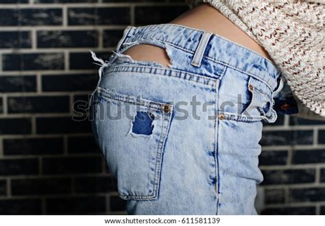 Sexy Woman Butt Ripped Jeans Stock Photo 611581139 Shutterstock