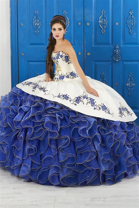 Strapless Floral Charro Dress By House Of Wu La Glitter 24042 Pretty Quinceanera Dresses