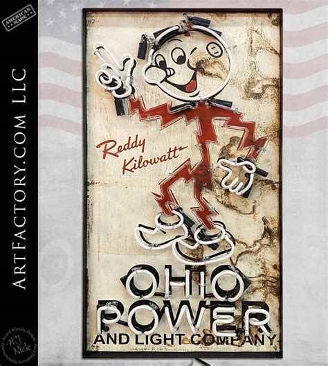 Reddy Kilowatt Neon Sign Rare Vintage Ohio Power And Light Company