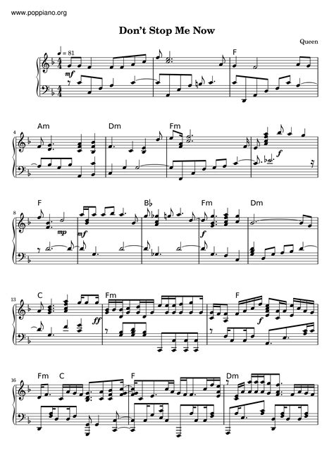 queen don t stop me now sheet music pdf free score download ★