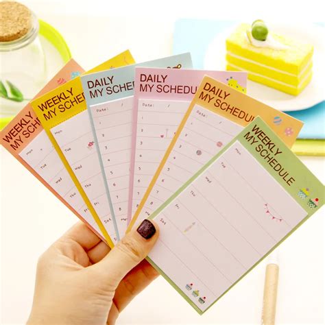 Cute Weekly Daily Schedule Sticky Notes Post It Adhesive To Do Memo Pad