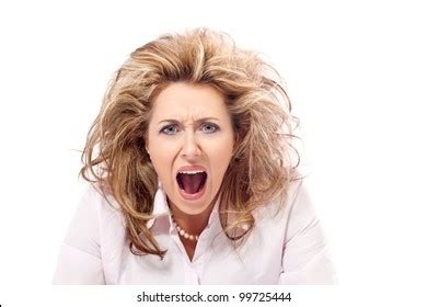 Enough Angry Woman Screaming Frustration Stock Photo