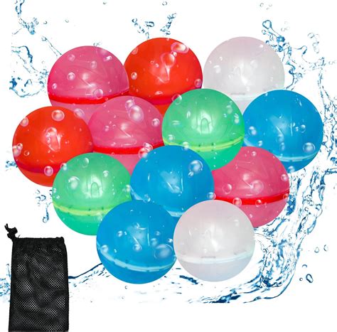 12 Pcs Reusable Water Balloons Water Balloons Quick Fill Comes With A Mesh Storage