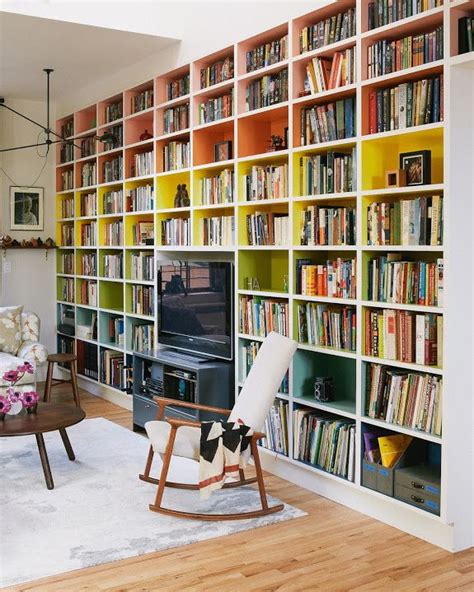 Colorful Full Wall Bookcase Home Home Libraries Rainbow Bookcase