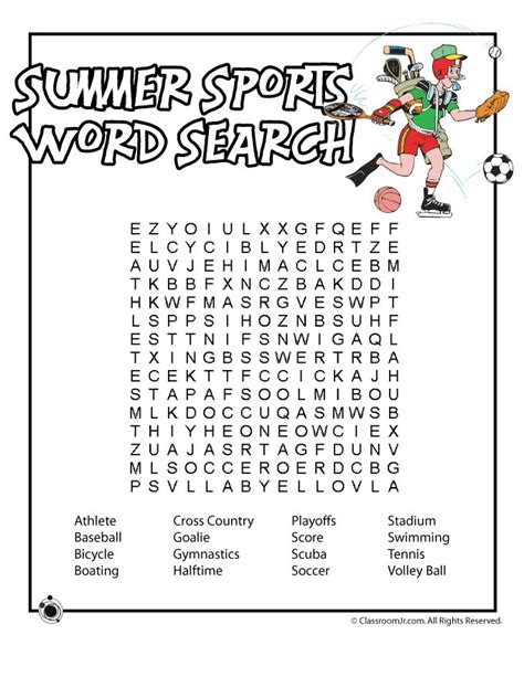 Summer Sport Word Search Printables Pinterest