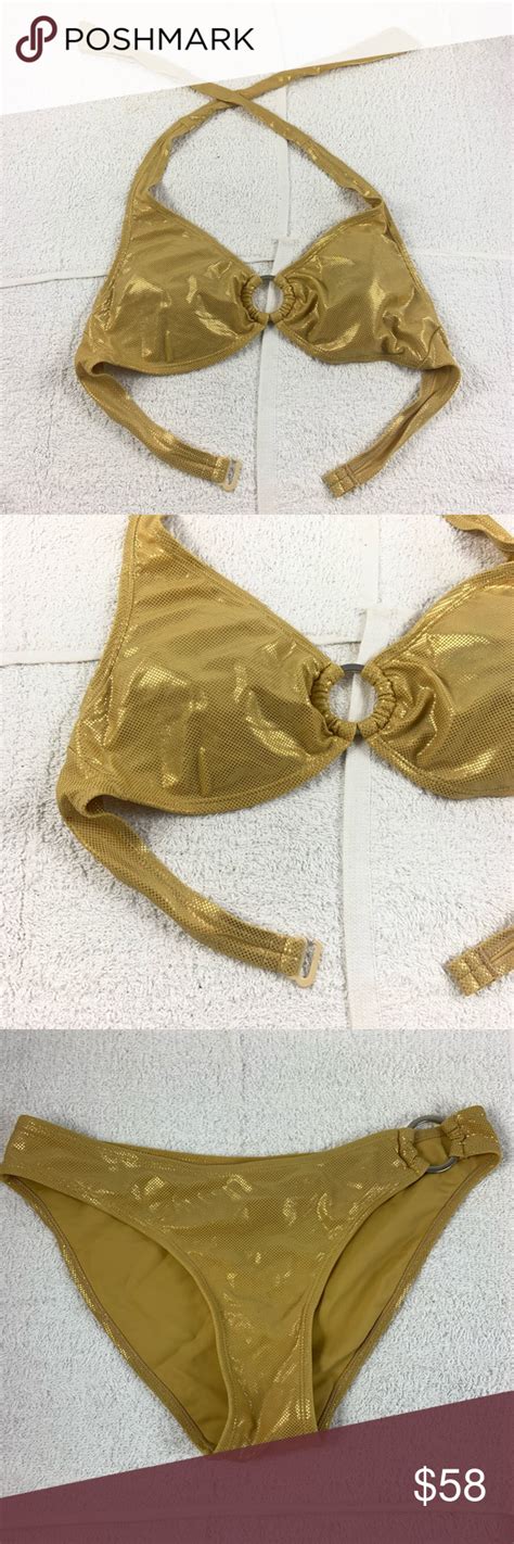 8 Dkr And Co Gold Shimmer Bikini Top And Bottom