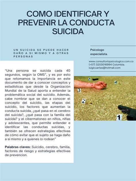 Como Identificar Y Prevenir La Conducta Suicida Pdf Suicidio