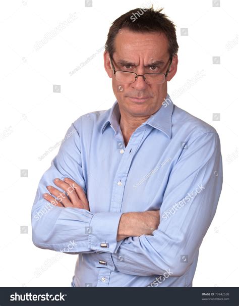 Angry Frowning Middle Age Man Blue Stock Photo 79742638 Shutterstock
