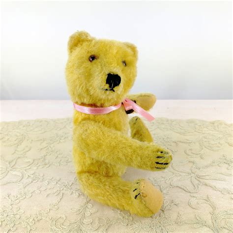 Steiff Original Teddy Bear 8 Inches Yellow Mohair Vintage 1950 Etsy