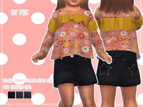The Sims Resource Black Denim Jeans Skirt For Toddler Girl By