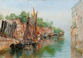 Scene from a Venetian Canal. Sketch by Agnes Börjesson - Artvee