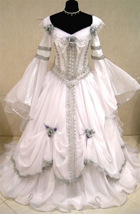 Silver Medieval Wedding Dress Fitted Wedding Dress Celtic Dress