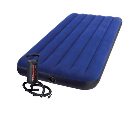 Comfortable air mattress with 18 inflated height. Intex Twin Downy Air Mattress with Mini Hand Pump ...