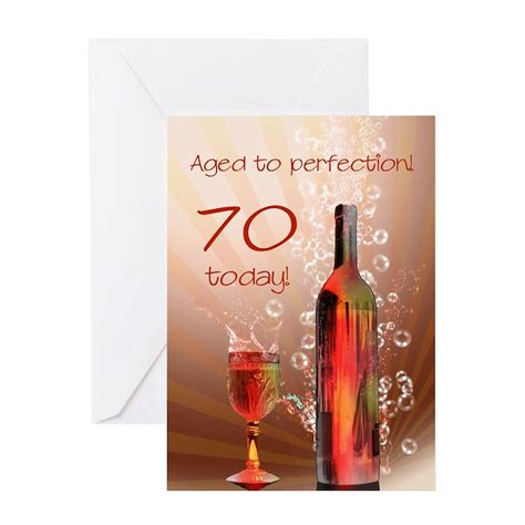 70th Birthday Aged To Perfection With Wine Splash Greeting Card 70th