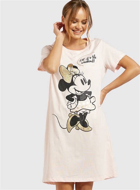 Shop Minnie Mouse Round Neck Sleepshirt With Short Sleeves Online Max Uae