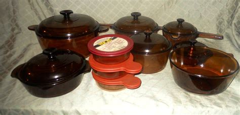 19 Pc Corning Vision Fire King And Pyrex Cookware Amber Glass Bakeware Ebay