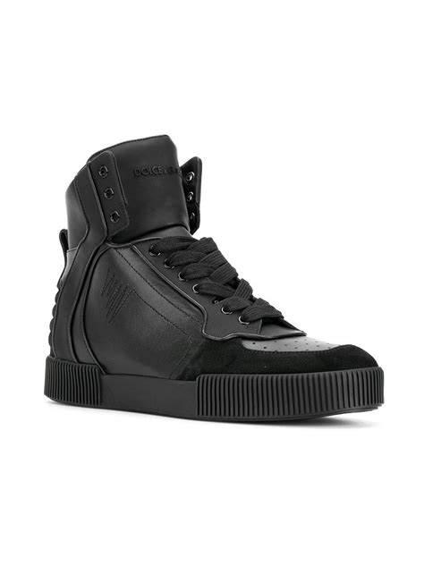 Dolce And Gabbana Leather Hi Top Sneakers In Black For Men Lyst