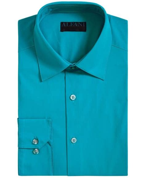 Alfani Mens Dress Shirt Aqua Blue Size M 15 15 112 Slim Fit Stretch