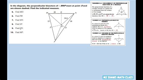 concurrency of perpendicular bisectors of a triangle find indicated measure youtube