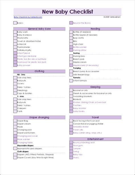 New Baby Checklist Printable Newborn Checklist And Baby Checklist