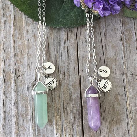 2 Crystal Best Friends Bff Necklaces Pair Of Best Friends Initial