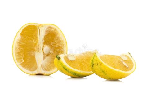 Bergamot Oranges Color Yellow Isolated On White Background Stock Photo