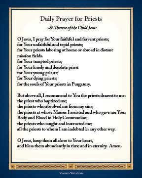 Daily Prayer For Priests Card Set Of Vianney Vocations