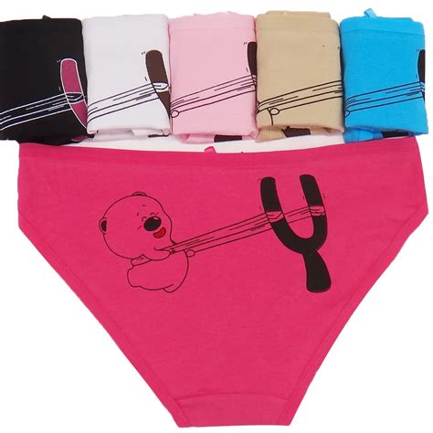 Pack Of 6pcs Ladies Underwear Cute Cartoon Printed Back Cotton Women Briefs Panties 6 Colors