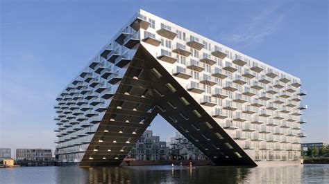 Big And Barcode Cantilever Housing Block Over Ij Lake In Amsterdam