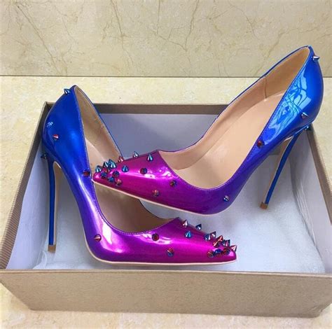 Buy Sexy High Heel Shoes Purple Blue Gradient Color