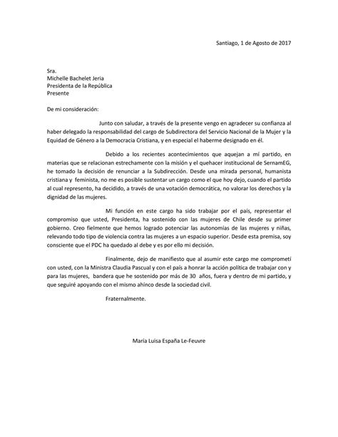 Ejemplo De Carta De Renuncia