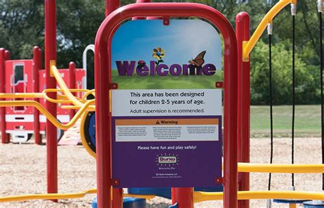 A Welcome Sign For A Playground To Give More Information About The Park