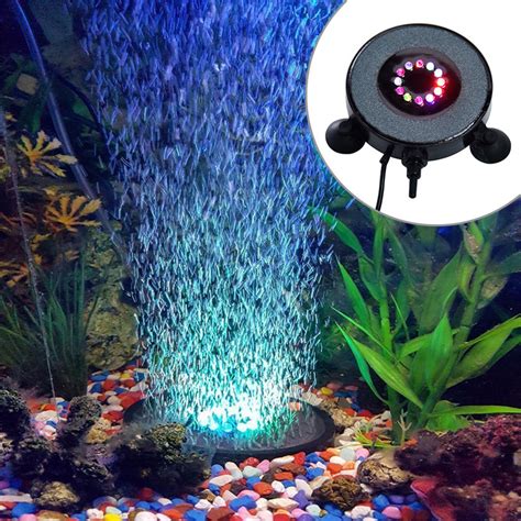 12 Led Round Multicolor Underwater Aquarium Fish Tank Air Stone Bubble