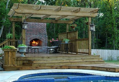 Love This Fireplace And Pergola Pergola Backyard Outdoor Living Design