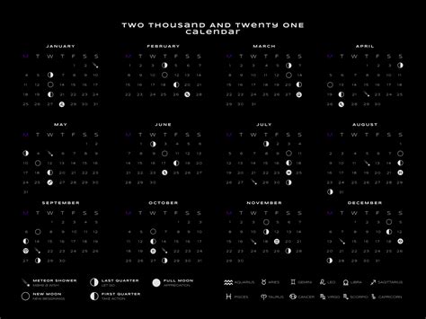 Yearly Lunar Calendar 2021 By Phasma Design On Dribbble